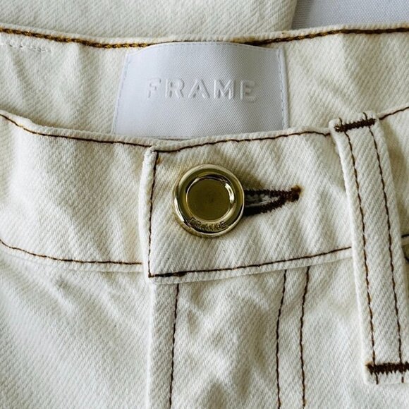 Frame Rigid Denim Straight Full Length Jeans Size 27 Off White - Picture 5 of 16